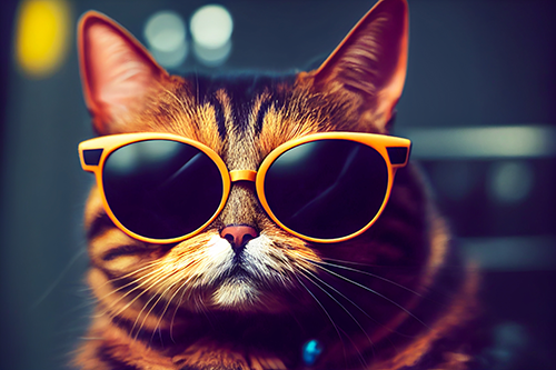Cool katt med solglasögon.