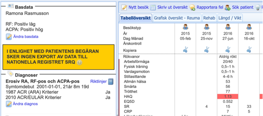 Skärmavbild på hur markeringen för opt-out ser ut inne i RDS.