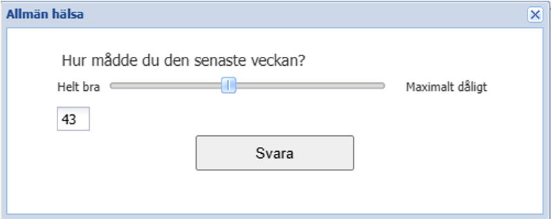 Skärmavbild av dialogrutan Allmän hälsa för ifyllnad av snabb-VAS.